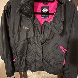 Vintage Columbia Black Jacket with Pink Accents